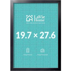 19.7x27.6 Picture Frame Black, Puzzles Frame for Wall Decoration, Classic Black Minimalist Style Suitable for Decorating Houses, Offices, Hotels, Puzzles Posters Photos or Artwork（1 Pack）