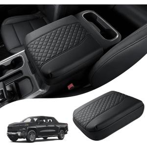 Autorder Center Console Cover for 2019-2026 Chevy Silverado/GMC Sierra Accessories, Tahoe&Suburban&Yukon 2021-2026, Armrest Cover Leather Middle Console Covers Anti-Scratch(Bucket Seat Only)