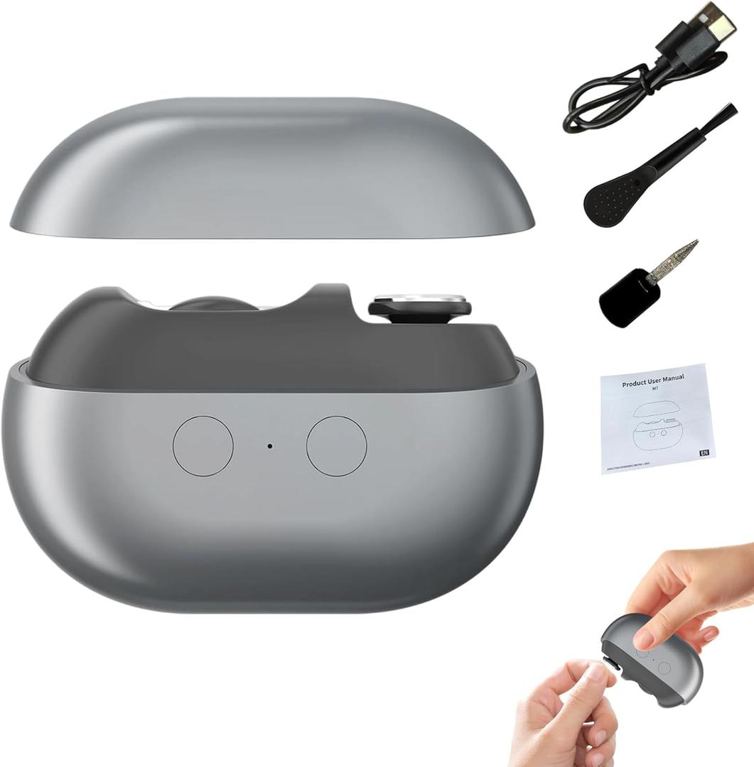 Easy Clip Smart Nail Clipper,New 3 in 1 Easyclip Electric Nail Clippers for Seniors,Automatic Nail Clipper with LED Light & Nail Scraps Storage,Toenail Trimmer for Thick Nails,Seniors,Adult(Gray)