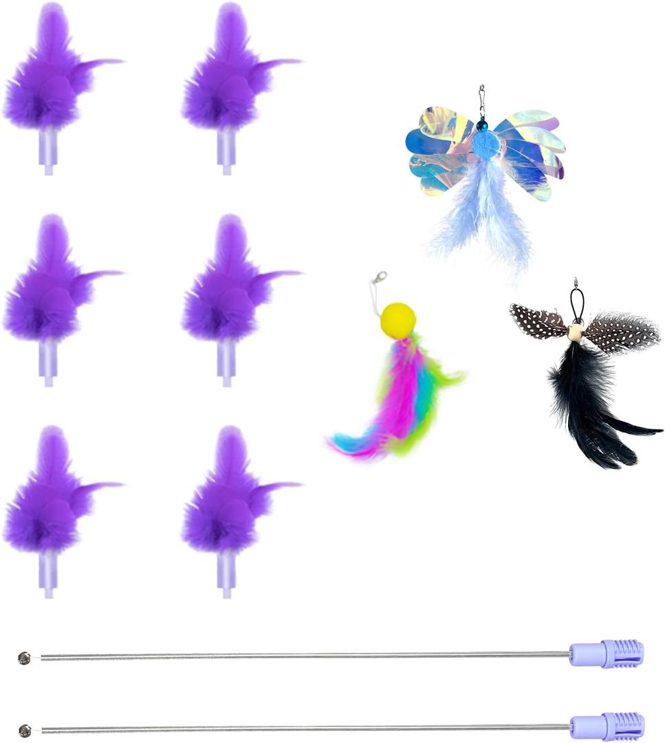 9 Pcs Soft Feathers Replacement Accessories, Interactive Toys for Indoor Cats, ONLY Fits Cat Toys, NOT fits for Other Brand