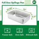 CURTA 6-Inch Deep Spillage Pan, Full Size, Heavy Duty, 18-8 Stainless Steel, NSF Listed, 21" D x 13" W x 5.91" H, 21 Gauge
