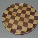 MSJGA 11 Inches Round Wooden Serving Trays Decorative Candle Plate Holder with Unique Checkered Design for Home Decor, Coffee Table, Dining Table, Kitchen Island