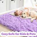 Purple Rugs for Bedroom Girls Room Decor Aesthetic, Cute Fluffy Shag Lavender Area Rug 4x6 for Living Room Dorm Classroom Nursery, Furry Plush Fuzzy Soft Throw Lilac Carpet for Kids, Baby, Teen