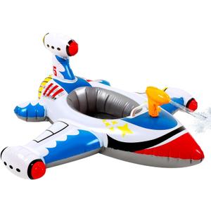 Civaner Inflatable Pool Float Toddler Swimming Float Boat with Water Gun for Kids Blow up Swimming Tube Ride-on Airplane Pool Floaties for Summer Pool Beach Outdoor Party Supplies