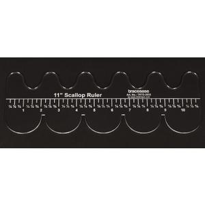 Traceease 1 Pcs Scallop Shaped Quilt/Applique Template 11"x3.8" inches DIY Sewing Quilt Patchwork Templates for Quilting- 1/8" Thick Template (Clear)