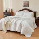 EVENHUG Quilt Queen Size Bedding Set with Pillow Sham Lightweight Bedspreads Coverlet Soft Reversible Bed Cover for All Season 3 Piece (White 92"x96")