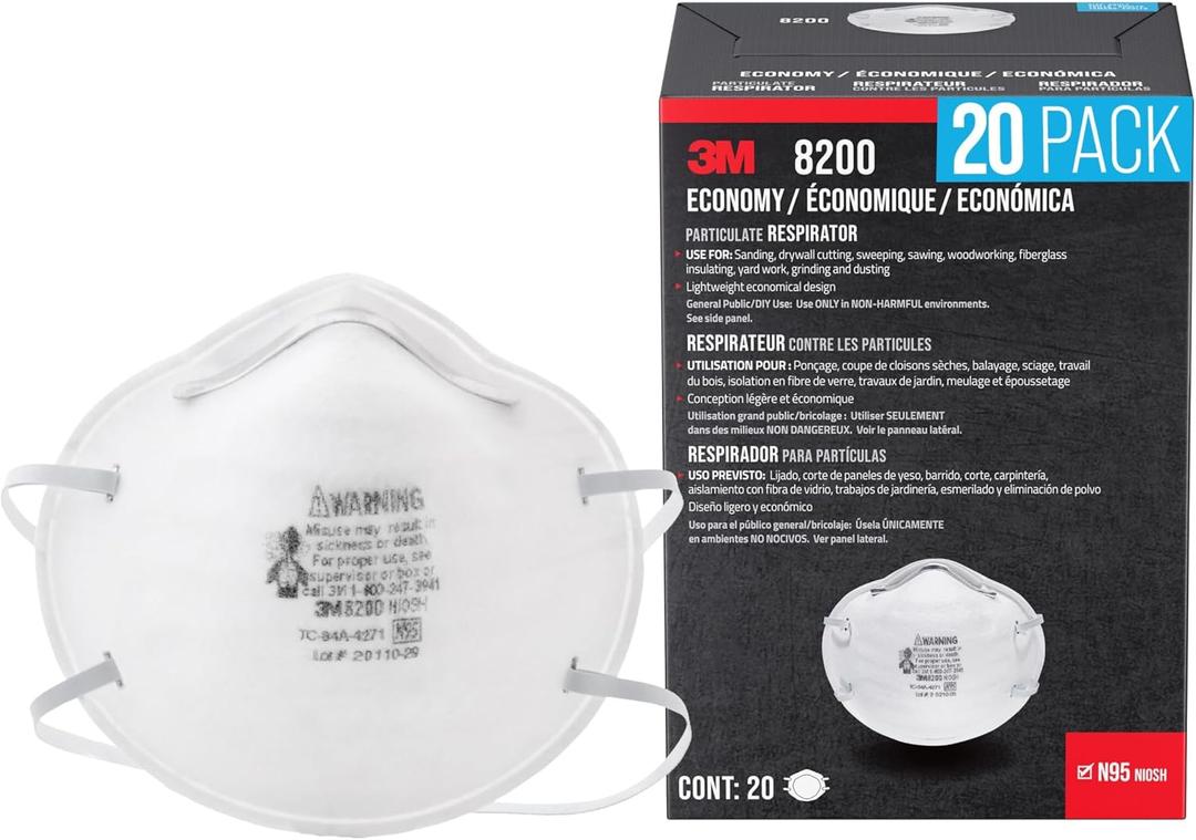 3M Safety -A Sanding and Fiberglass Respirator, 20-Pack