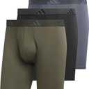 Adidas Men's Microfiber Boxer Briefs Underwear (Multipack) Athletic Stretch-Fit (Olive Strata Green/Black/Onix Grey)