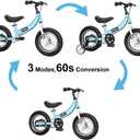 Balance Bike 2 in 1 for Kids 2 3 4 5 6 7 Years Old,Balance to Pedals Bike, 12 inch Kids Bike,with Pedal kit,Training Wheels,Brakes