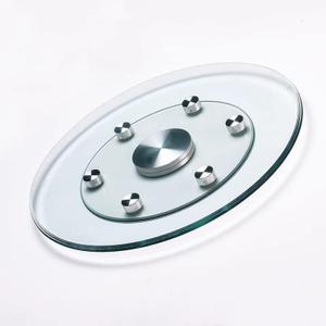 27" Round Tempered Glass Lazy Susan Turntable for Dining Table Large Tabletop- 360 Rotating,Smooth, Silent Rotating (27in/68cm)