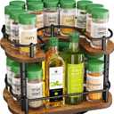 Lazy Susan Organizer Spice Rack for Cabinet - Height Adjustable Rotating Lazy Turntable Spice Organization for Table Top Pantry Kitchen, Wood Lazy Susan 10 inches Black