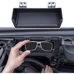 TOPINSTALL Sun Visor Sunglass Holder Compatible with 2021-2026 Ford Bronco 2/4 Door, Glasses Box Card Storage Organizer Interior Accessories 1 Pack Black(Not for Sport Model)