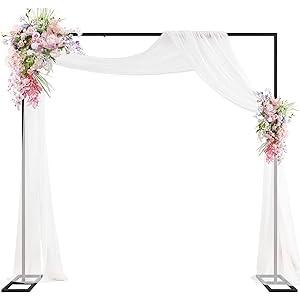 Putros Heavy Duty Backdrop Stand 8ft x 8ft Gold Pipe and Drape Kit Adjustable Metal Backdrop Sand for Wedding Photobooth Exhibition Decoration