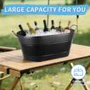 4 Gallon Galvanized Beverage Tub, 2 Pcs Heavy-Duty Black Ice Buckets Large Galvanized Drink Buckets Oval Metal Beverage Ice Tub with Handles for Catering Bars Parties (EXP 11/23/27)