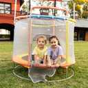 Trampoline with Net Indoor and Outdoor Toddler Trampoline for Kids Anti Rollover Round Base Double Safety Handles 440 lbs Capacity ASTM Tested Easy Assembly Gift