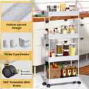 SPACEKEEPER Slim Rolling Storage Cart 4 Tier Bathroom Organizer Mobile Shelving Unit Storage Rolling Utility Cart Tower Rack for Kitchen Bathroom Laundry Narrow Places, Gray, 15.75 x 5.12 x 33.86 inches