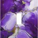 Decorative Light Switch Cover Abstract Luxury Purple Gold Marble Textures 1 Gang Oversized Single Toggle Wall Cover Jumbo Electrical Switchplate Face Plate