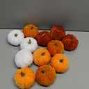 Winlyn 12 Pcs Assorted Small Harvest Faux Velvet Pumpkins Decorative Fabric Foam Pumpkins in Rust Orange White for Fall Wedding Halloween Thanksgiving Table Centerpiece Mantel Farmhouse Dcor