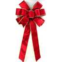 Red Velvet Christmas Bows with Gift Box, Gold Wired Red Bows for Wreath Floral, Christmas Tree Topper, Outside Bowknot Red Bow for Car Wall Garden Yard Front Door