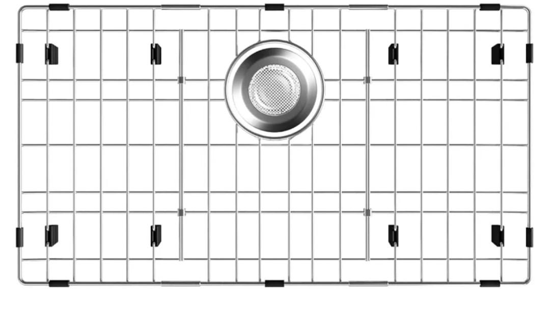 26.2" X 14.2" Large Sink Protector for Kitchen Sink,Metal Sink Rack with Strainer,Stainless Steel Sink Grid for Bottom of Sink,Sink Grate with Corner Radius 0.4" and Rear Drain for Single Bowl,1 pack