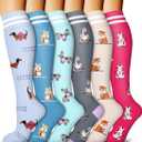 6 Pack Copper Compression Socks for Women and Men Circulation-Best Support for Medical, Running,Nursing,Athletic (Small-Medium, D-assorted1-small Animal-1)