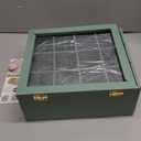 Rae Dunn Tea Bag Organizer - Tea Box Divided Storage Container Box with Hinge Lid for Kitchen Cabinet, Countertop, Pantry, Hold Coffee Pods, Seasoning Packets, Condiments, Sage