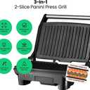 Chefman Electric Panini Press Grill, Compact 2-Slice Sandwich Maker, Non-Stick Coated Plates, Opens 180 Degrees, Dishwasher Safe, Removable Drip Tray, Stainless Steel/Black