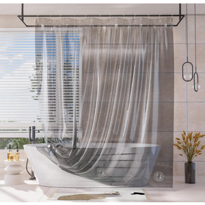 AmazerBath Shower Curtain Liner, 100% EVA Soft Clear Green Heavy Duty Luxury Shower Curtain and Liner 2-in-1, 72x72 Plastic Weighted Bathroom Shower Liner, 12 Rustproof Grommets & 3 Heavyweight Stones
