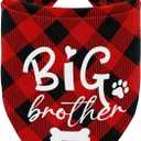 Dog Bandana, Big Brother Dog Bandana, Dogs Muffler Classical White Printing, Doggy Muffler Pet Scarf, Pet Baby Announcement Plaid Scarf Gender Reveal Accessories, for Small Medium Large 03