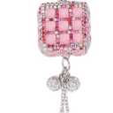 1 Pcs Metal,Rhinestone Magic Cube Diamond Car Rear View Mirror Pendant Accessories Car Hanging Ornament Pink