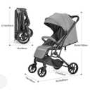 Compact Baby Stroller, Travel Toddler Seat Pushchair with Shock Absorbing Wheels, Foldable Infant Stroller with Canopy, One Button Brake, Convertible Infant Stroller for Toddler (Dark Grey)