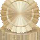 Mifoci 24 Pcs Champagne Gold Charger Plates Bulk 13 Inch Plastic Round Chargers Fluted Edge Dinner Plate Wedding Decoration for Table Setting Wedding Party Event Tabletop