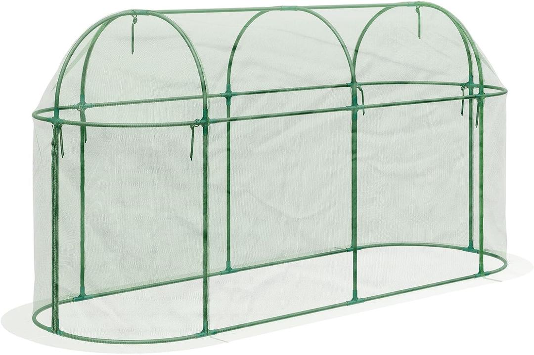 BPS Crop Cages for Garden Plant, 10x3x5 Ft Plant Netting Protection Tent with Zippered Door for Plants, Raised Garden Bed Cover with Frame for Vegetables, Fruits and Flowers, 10'x3.3'x5'