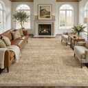 Nakagishi 9x12 Area Rugs Living Room: Washable Large Vintage Rug Neutral Non-Slip Soft Stain Resistant Indoor Carpet for Bedroom Nursery Dining Room Office Playroom - Dark Bown