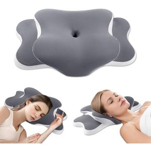 Ergo Pillow for Sleep Apnea, Neck Pain, and Snoring Relief | Cervical Neck Pillow for Side Sleepers | Orthopedic Memory Foam with Ergonomic Support, Gray