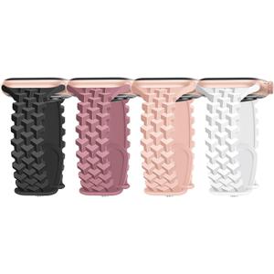 2 x Bagoplus 4 Pack Silicone Braided Y-Design Bands Compatible With Apple Watch Band 38mm 40mm 41mm 42mm 44mm 45mm 46mm 49mm for Women Men, Slim Bands for iWatch Series 10 9 8 7 6 5 4 3 2 1/SE/Ultra (Black/Smoky Purple/Pink Sand/White)