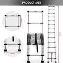 findmall 12.5FT / 3.8M Aluminum Telescopic Ladder Folding Step Inward Sliding Retraction Extension Multi-Use Non-Slip Collapsible