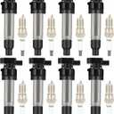 ECCPP 8 ignition coils with 8 iridium Spark Plugs,UF564,coils packs,for Cadillac,for Buick Deville SRX STS XLR Lucerne 4.6L D596A,5C1613,E1064,52-1854,IC644