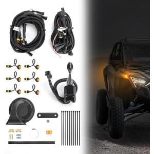 KEMIMOTO UTV Turn Signal Kit with Horn, Plug and Play Street Legal with Column Turn Switch and Hazard, Amber LED Blinker Kit Compatible with Polaris Ranger RZR, Can-Am X3, Kawasaki, Arctic Cat, CFMOTO