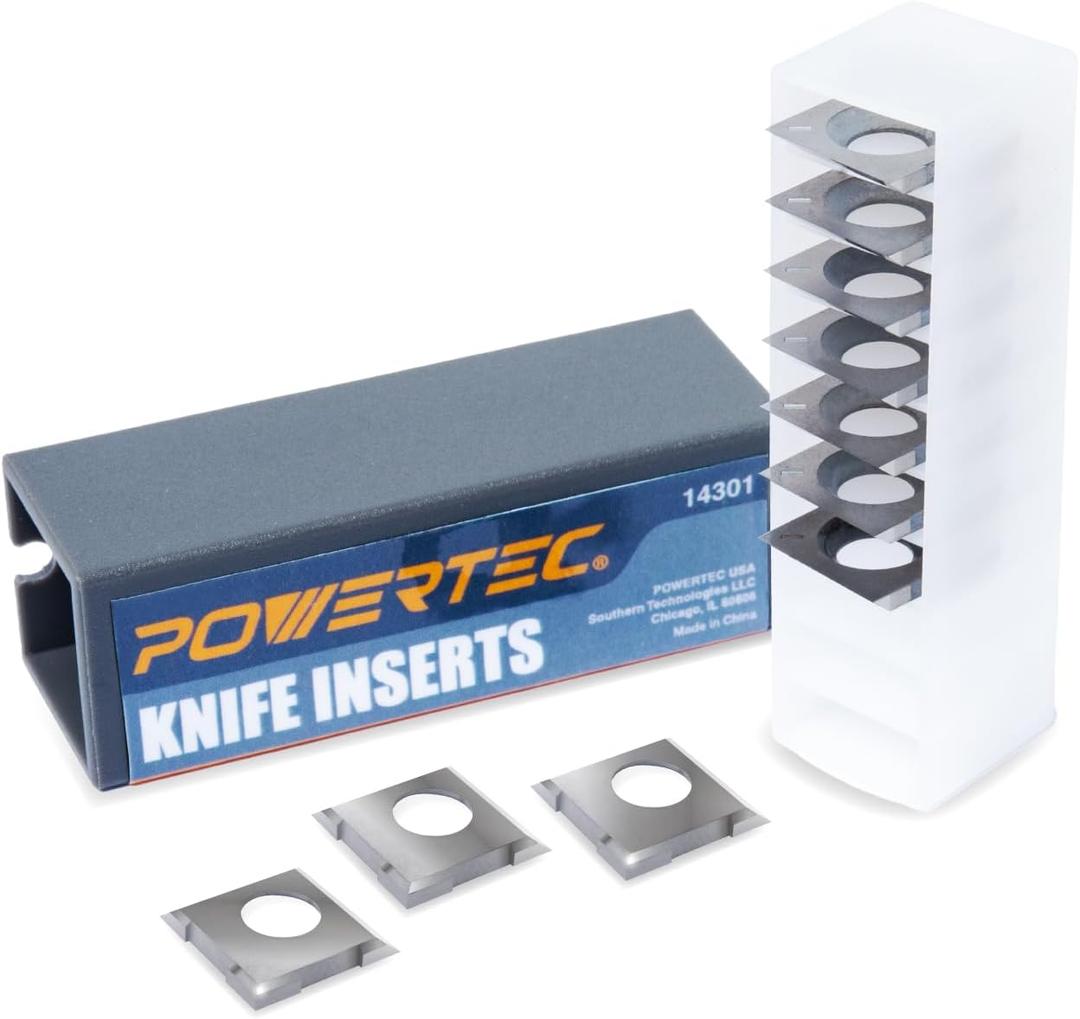 POWERTEC 14.3mm Carbide Inserts Cutter Knives for Spiral & Helical Cutterheads - Fits Wen PL1326, JT630H & Rikon 25-130H, Tungsten Carbide Replacement Blades for Planer and Jointer (14301)