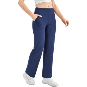 Walifrey Wide Leg Yoga Pants for Women, Loose Stretch Sweatpants with Pockets Casual Lounge (Blue, M)