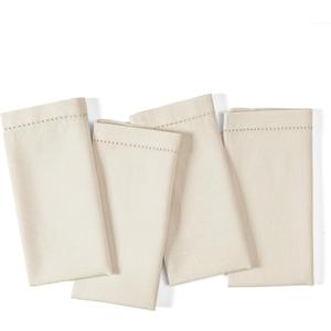 Ramanta Home Decorative Cloth Dinner Napkins Set of 4, 20x20 Inch Natural Hemstitched Flax Cotton Napkins with Mitered Corners, Oversized Use, Parties, Weddings, Spring, Easter Cloth Napkins