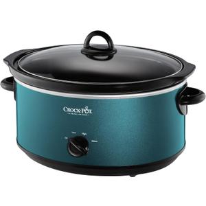Crock-Pot 7-Quart Manual Slow Cooker, Family Size Serves 8+ People & Fits 6-lb Roast, Removable Stoneware with Warming Setting, Dishwasher Safe for Easy Cleanup, Turquoise