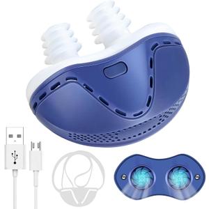 Anti Snoring Devices, Electric Anti Snoring Device, Effective Snoring Prevention, Sleep Apnea Devices for Men and Women, Adjustable Wind Speed, Suitable for All Nose Shapes, Blue-EQ2
