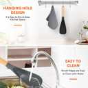 Cooking Spoon for Nonstick Cookwares, Great for Cooking and Serving Sturdy BPA-Free Matte Silicone, Wood Handle Spoon for Mixing, Scoop, and Scrape (Black & Grey, 11.4 inch)