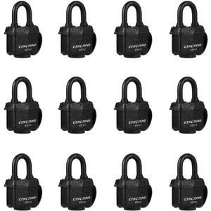 CINCINNO 40mm Padlock with Key,Weatherproof Laminated Steel Locks with Keys,Heavy Duty Keyed Alike Padlocks for Outdoor Use,12 Pack