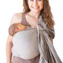 Ring Sling Baby Carrier – Breathable 100% Cotton Wrap for Infant Support, Baby Ring Sling – Grey Adjustable Muslin Fabric – Soft Chest Hold for Travel