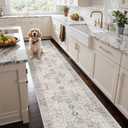 GENIMO Runner Rug 2x12, Non Slip Vintage Hallway Runner Rugs, Low Pile Lightweight Machine Washable Mat for Hallway, Entryway, Bedroom, Kitchen and Corridor,Light Taupe Brown