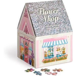 Galison Joy Laforme Flower Shop  500 Piece Unique House Shaped Puzzle with Dreamy and Springtime Artwork of A Cozy Flower Shop
