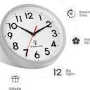 DAXSMY Atomic Wall Clock Analog 14 Inch Battery Operated Modern Decorative for Living Room Kitchen Office Bedroom Bathroom(Silver)